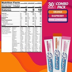 Hydrating Powder Drink Mix Pack: Orange, Raspberry & Pink Lemonade – 30 Sticks