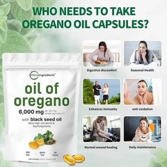 2 in 1 Oil of Oregano & Black Seed Softgels Count with Carvacrol,Immune Supports