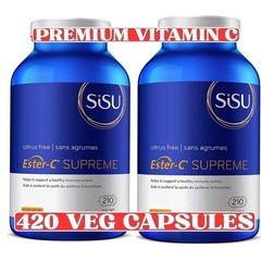 SISU Ester-C Supreme 210 Veg Caps 2-Pack Vitamin C Immune Support Exp 08/2028