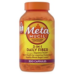 Fiber Capsules: 3-in-1 Psyllium Husk, 300 Count – Digestive, Heart, Blood Sug…