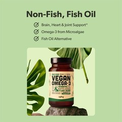 Vegan Omega 3 Supplement Plant Based DHA & EPA Fatty Acids Carrageenan Free…