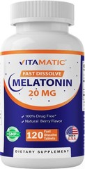 Natural Berry Flavored Melatonin 20 mg Tablets – 120 Count for Sleep Cycles