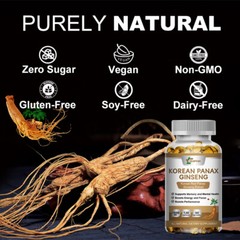 Red Korean Panax Ginseng 1600mg 120 Capsules – Energy/Endurance/Memory/Sex Drive
