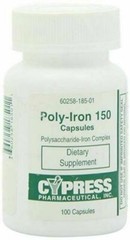 Cypress Poly Iron 150 mg 100 Capsules X 2 BOTTLES