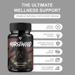 Horsewood Male Support Supplement, Horse Wood Male Pills (60 Capsules)