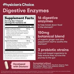 Choice 60 Digestive Probiotic & Billion Enzymes Digestive Health STEAMING Physic