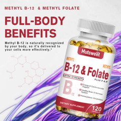 Methyl Folate Capsules, Methylated Multivitamin for Women & Men w/Vitamin B12 B6