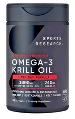 Sports Research Antarctic Krill Oil 1000mg Omega-3 240mg Superba2, 90ct Softgels