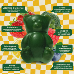 Grüns Kids Superfood Greens Gummies, Made with 60 Organic Ingredients, 20+ Vitam