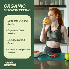 Nutrabud Moringa Tablets 1000mg 180 Count Organic Leaf Powder Supplement