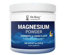 Dr. Berg Magnesium Glycinate Powder for Sleep, Raspberry & Lemon Flavor – 8.47oz