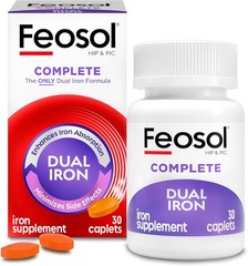 Complete Iron Supplement Caplets for All Ages 12+, 30 Count – Fast Absorption