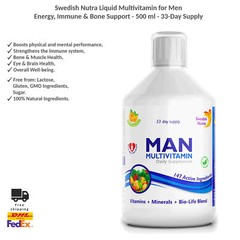 Swedish Nutra Liquid Multivitamin for Men – Energy, Immune & Bone Support 500ml