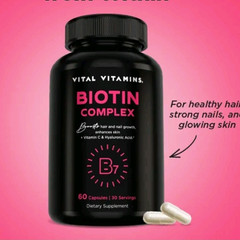 Vital Vitamins Biotin Complex B7 Hair Skin Nails 5000mcg 60 Capsules Non-GMO