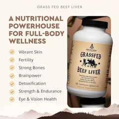 180Capsules-Ancestral Supplements Beef Grassfed Liver 500mg EA Exp 07/2028