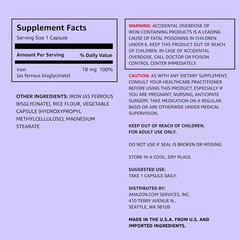 Iron 18mg Capsules – 195 Count for Red Blood Cell Production, USA Made