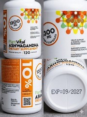 Lot of 3-Plantvital ASHWAGANDHA 1300 mg -w/ Black Pepper. EXP 9/27