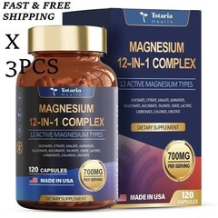 LUXRY NEW Magnesium Complex 700mg 12 in 1 Magnesium Supplement with 120 Counts