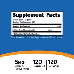 Nutricost Lithium Orotate 5mg, 120 Capsules – Non-GMO, Gluten Free