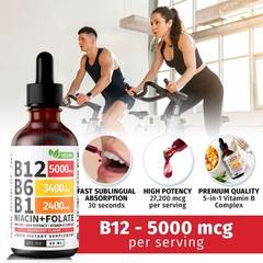 5 In 1 Vitamin B Complex – B6 B1 B12 Liquid Drops 5000mcg – Add 3 Only Pay 2 !