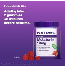 Natrol MELATONIN 10 mg SLEEP AID- Strawberry GUMMIES For KIDS Adults BETTER REST