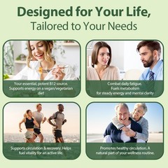 60 Vitamin B12 2000mcg Capsules ,High Absorption Vitamin B-12,Support Energy