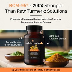 Golden Revive Plus Joint Supplement Turmeric Curcumin Support 60 Capsules