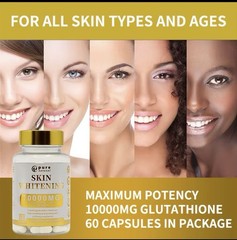 Pure Natural Skin Whitening 10000mg Glutathione & Collagen Dietary Supplement 60