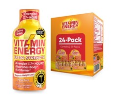 (24 Pack) Vitamin Energy® Extra Strength Orange Energy Shots, Clinically Proven