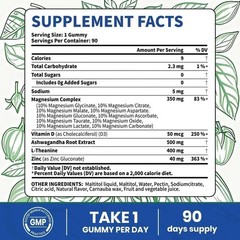 VEV 14-in-1 Magnesium Gummies – with Ashwagandha, L-Theanine, Vitamin D3 & Zinc