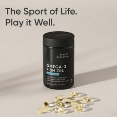 Sports Research Omega 3 Fish Oil Softgels 90 Count Sustainably Sourced EPA DHA