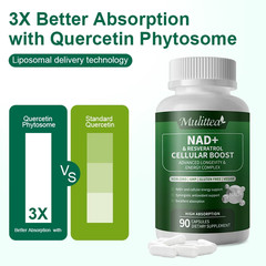 Mulittea Nicotinamide Riboside Complex Capsules with Quercetin, Resveratrol, NAD
