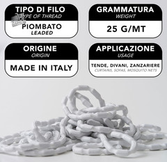 Leaded Wire Curtains 100g Super Heavy Made in Italy 5m White Ballast Rope Three