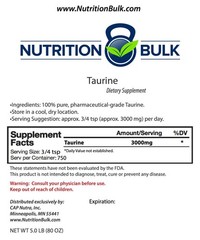 Nutrition Bulk Taurine Powder 4lb (64oz) – 3000mg Per Svg — 600 servings