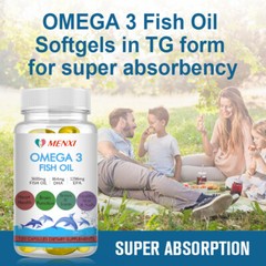 Omega 3 Fish Oil Capsules 3x strength 3600mg EPA & DHA,Highest Potency 60/120pcs