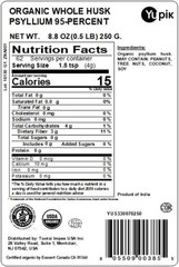 8.8 Oz Organic Psyllium Whole Husk – Gluten-Free, Fat-Free Fiber Powder