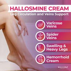 Hallosmine PLUS Diosmin 500mg + FREE Cream Veins 4 oz, 03 Bottles – 180 Caps