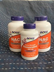 NOW foods NAC 600 mg & Resveratrol 350 mg, 3 sealed bottles