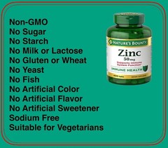 Zinc, NATURE’S BOUNTY ZINC 50mg 400 ct Tablets Supports ~ Immune Health