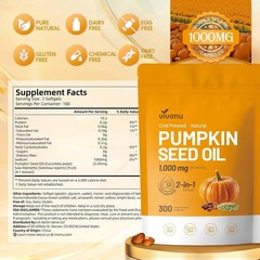 VIVONU Pumpkin Seed Premium Essential Oil 1000mg featuring Saw Palmetto 300