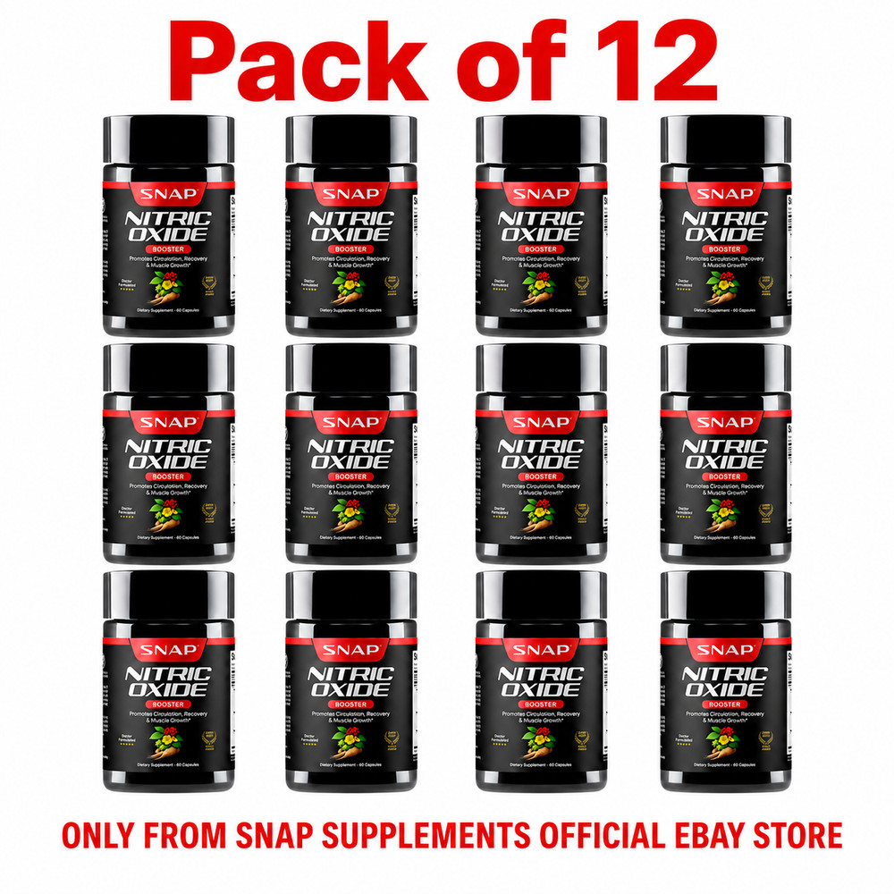 SNAP Nitric Oxide Booster 1500mg L-Arginine L-Citrulline 12 PACK