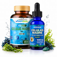 Celulas Madres Stem Cell 2 Pack Blue Green Algae AFA Spirulina Drops Caps Inmune
