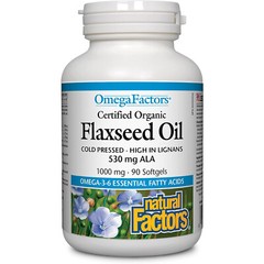 Natural Factors Omega Factors Organic Flaxseed Oil 530 ALA,1000mg,90 Softgels