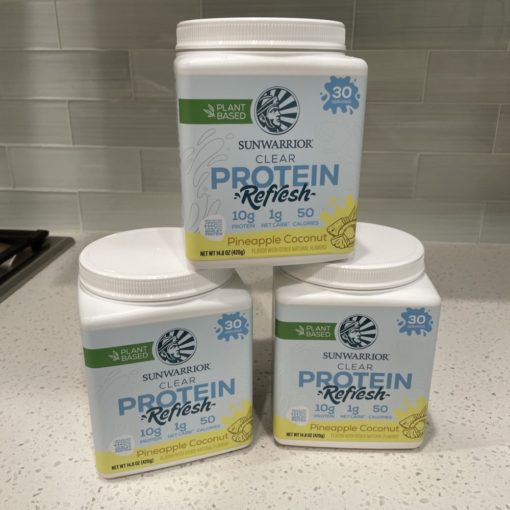 3x SunWarrior Clear Protein Refresh – Pineapple Coconut (30 Servings) Refreshing