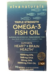 Viva Naturals Omega 3 Fish Oil Supplement 2500 Mg Triple Strength,90 Ct,4/26 Exp