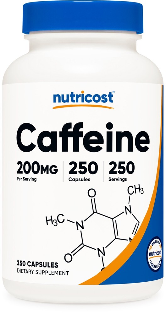 Nutricost Natural Caffeine 200mg, 250 Vegetarian Capsules – Gluten Free, Non-GMO