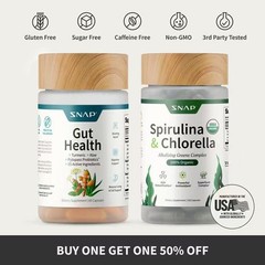SNAP Gut Health Supplement&Snap Supplements Natural Spirulina and Chlorella–