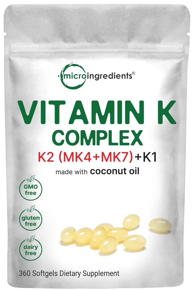 Super Vitamin K Complex (K2 MK7 + MK4 & K1), 360 360 Count (Pack of 1)
