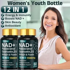 NAD+ Supplement Premium Nicotinamide Riboside & Resveratrol 1500mg, DNA Repair