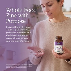 Whole Food Zinc Supplement 30mg & Vitamin C – 60 Capsules for Skin Health